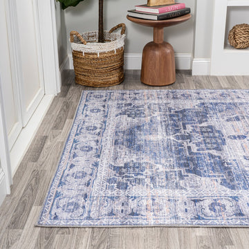 Alanya Ornate Medallion Washable Area Rug